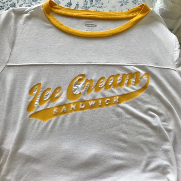 Old Navy white yellow amber Ice Cream Sandwich Tee Girls Size 10 / 12 Big Kids L - Picture 6 of 10